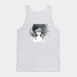 Beauty Blowing Hair Wind Woman Tank Top